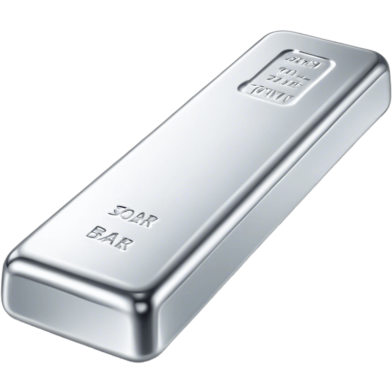 Cinematic Realistic Silver Bar, Cool and gleaming, with smooth, polished silver surfaces reflecting the light in soft, pristine highlights. The elegant shine of the metal exudes sophistication and timeless class. Soft glowing outline, capturing the essence of refined luxury and understated elegance in polished silver. emoji