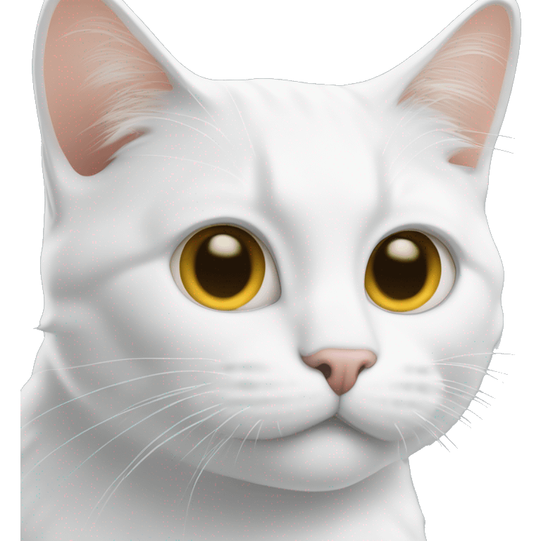 Un chat blanc avec une tache foncée sur sa tête  emoji