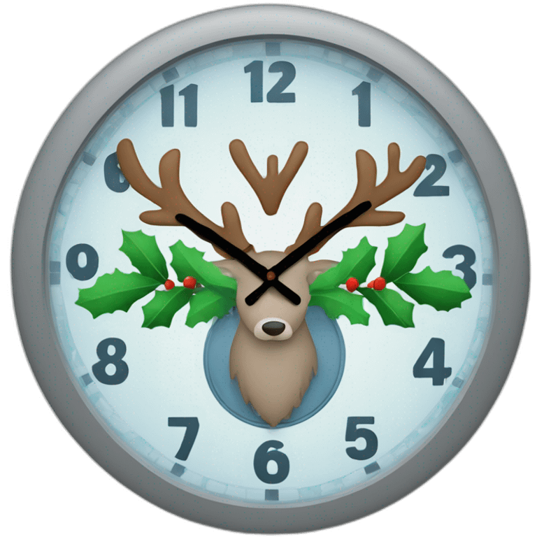 christmas clock with the word fresco in the center in blue, green, gray and with a reindeer emoji