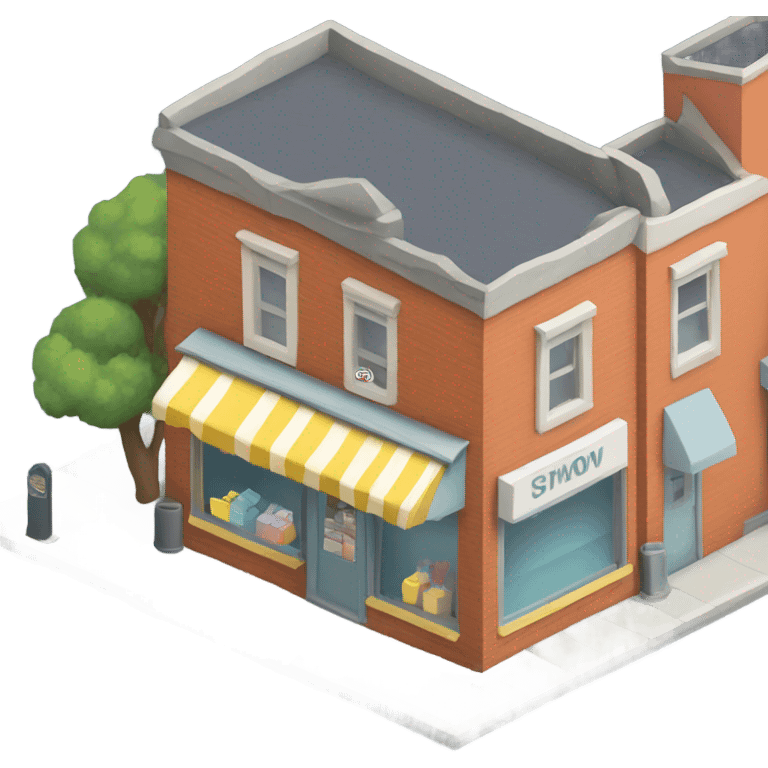 isometric row of shops emoji