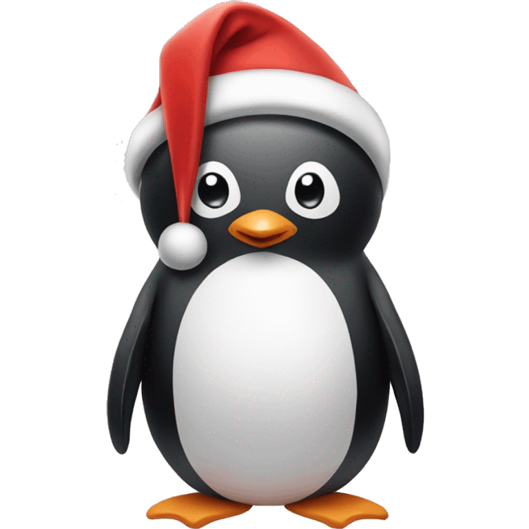 Penguin with santa hat emoji