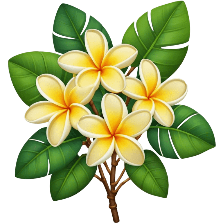 Frangipani big bouquet, stem, leaf emoji