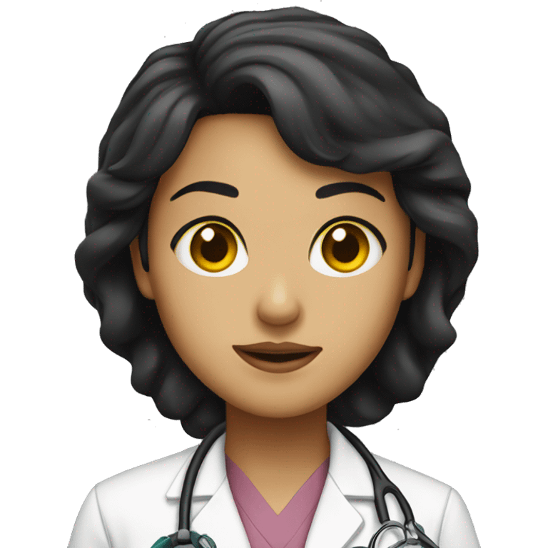 doctor, girl, brown eyes, yellow skin, black hair emoji