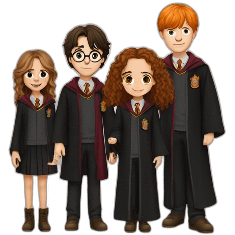 harry potter with hermoine granger and ron weasley emoji