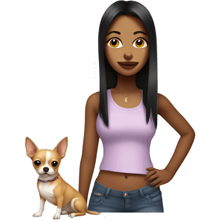 baddie girl with chihuahua  emoji