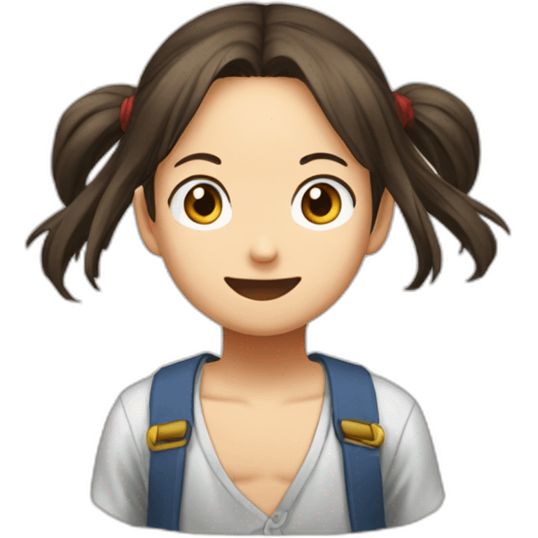 Tête de Luffy en fille avec des cheveux longs emoji