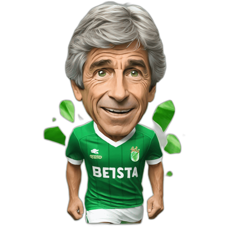 Hiperrealist Manuel pellegrini celebration goal with betis tshirt emoji