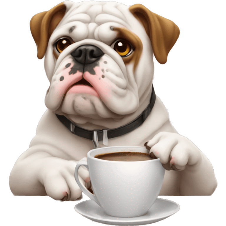 bulldog ingles drinking coffee emoji