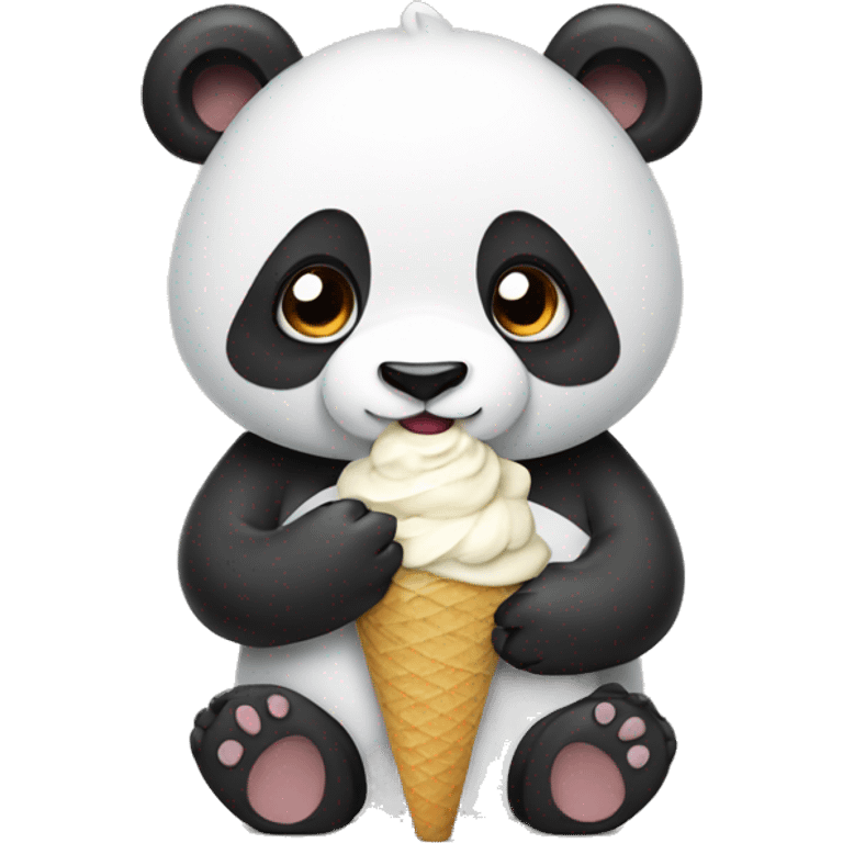 Panda eating ice cream emoji