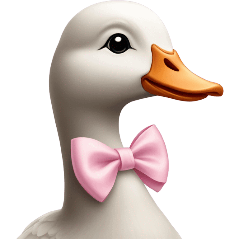 goose wearing a light pink bow around its neck emoji