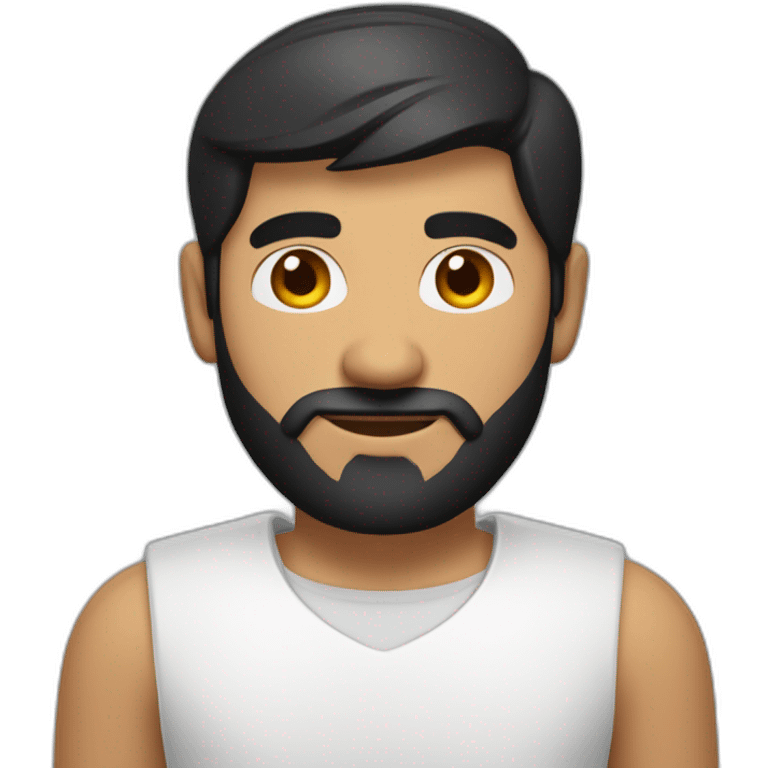 Indian white tan skin man developer in plain white shirt with sleeve up and nice medium length short black hair close up profile image emoji