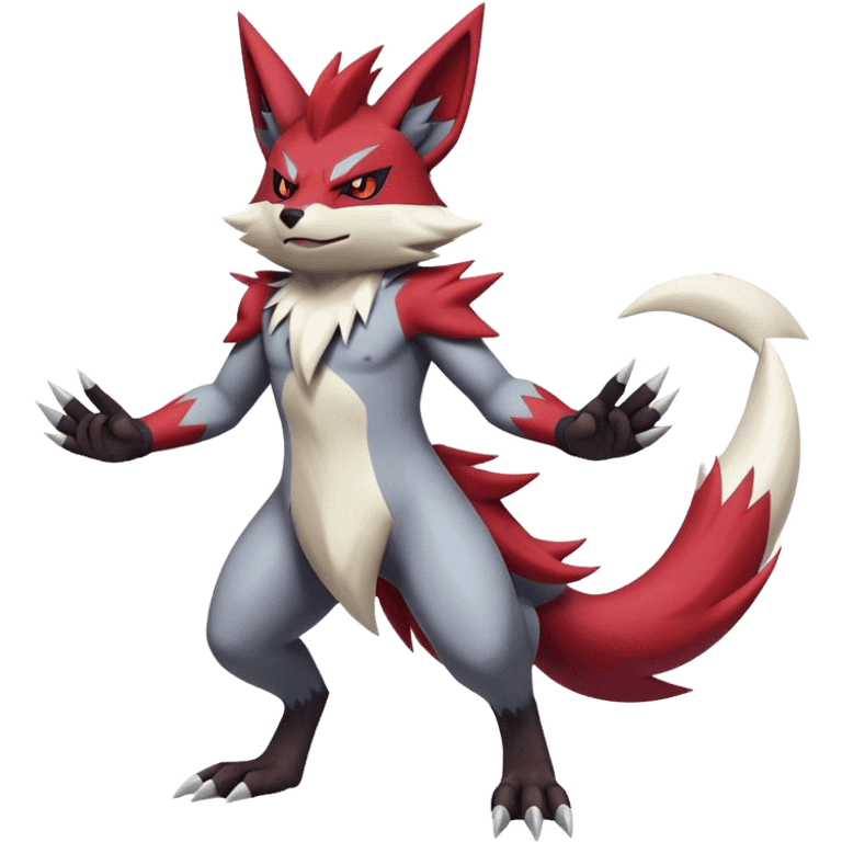 Edgy Cool Beautiful Zangoose-Zoroark, full body emoji