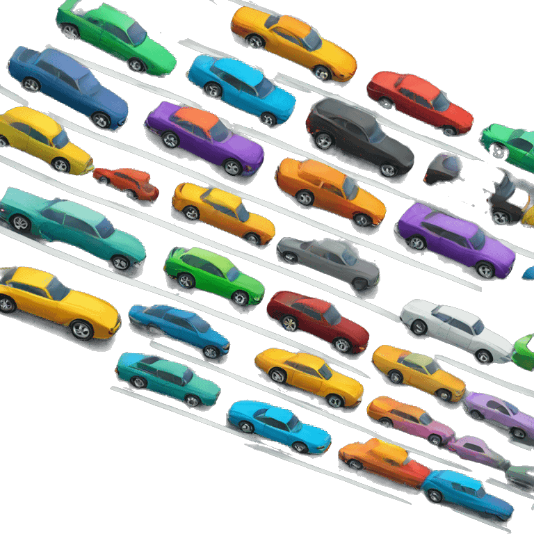 view cars of different colors in a row on road emoji