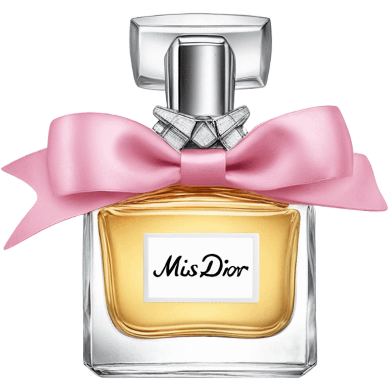 miss dior perfume bottle with a metal bow around the cap  emoji