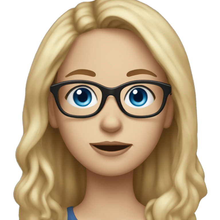 girl with dirty blonde hair blue eyes and glasses with dog i emoji