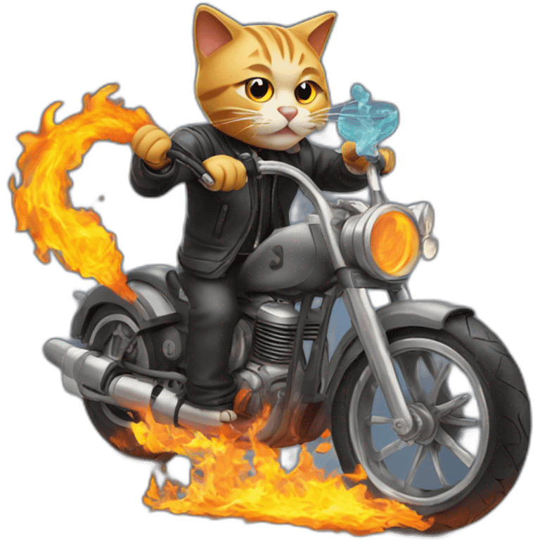 Cat on a burning bike with a hookah emoji