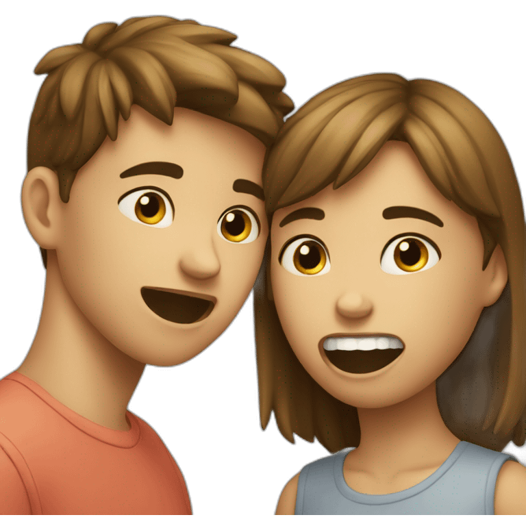 Girl bites boy emoji