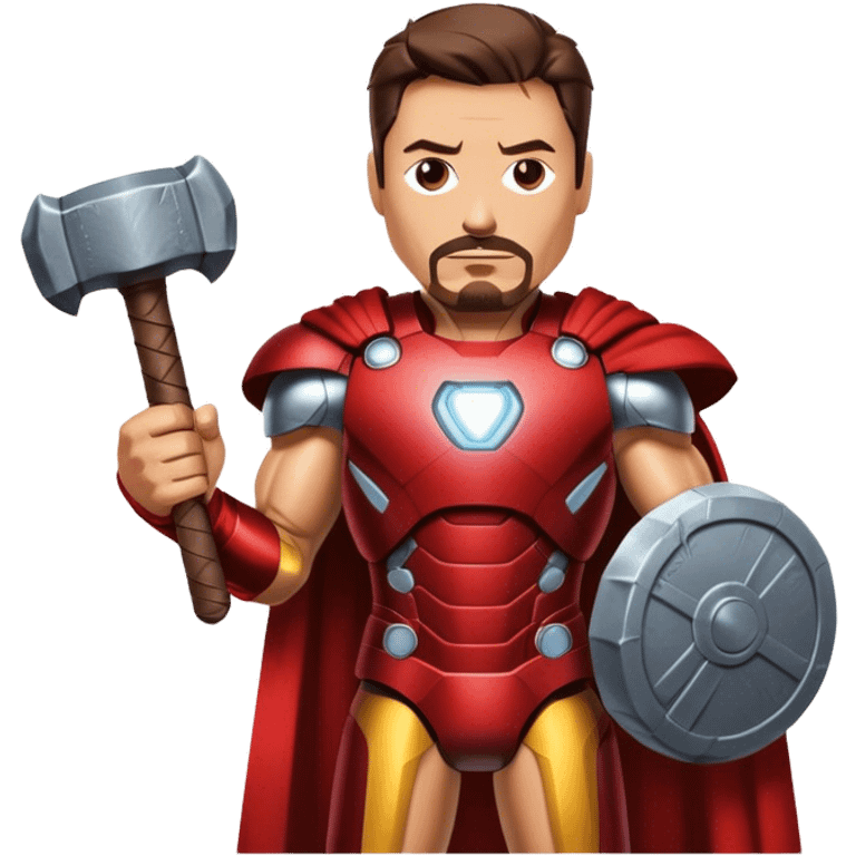 ironman having thors hammer emoji