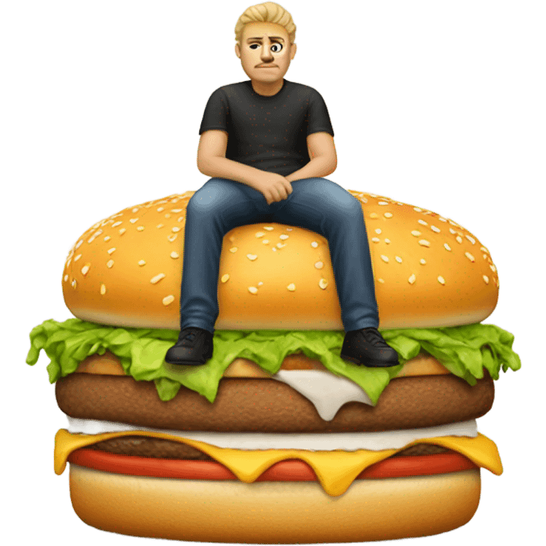 A disgusting man sitting on top a burger castle emoji