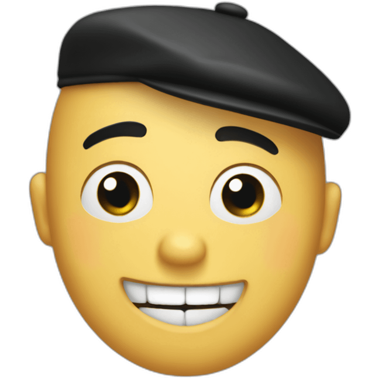 A bald gut with black cap waving and smiling emoji