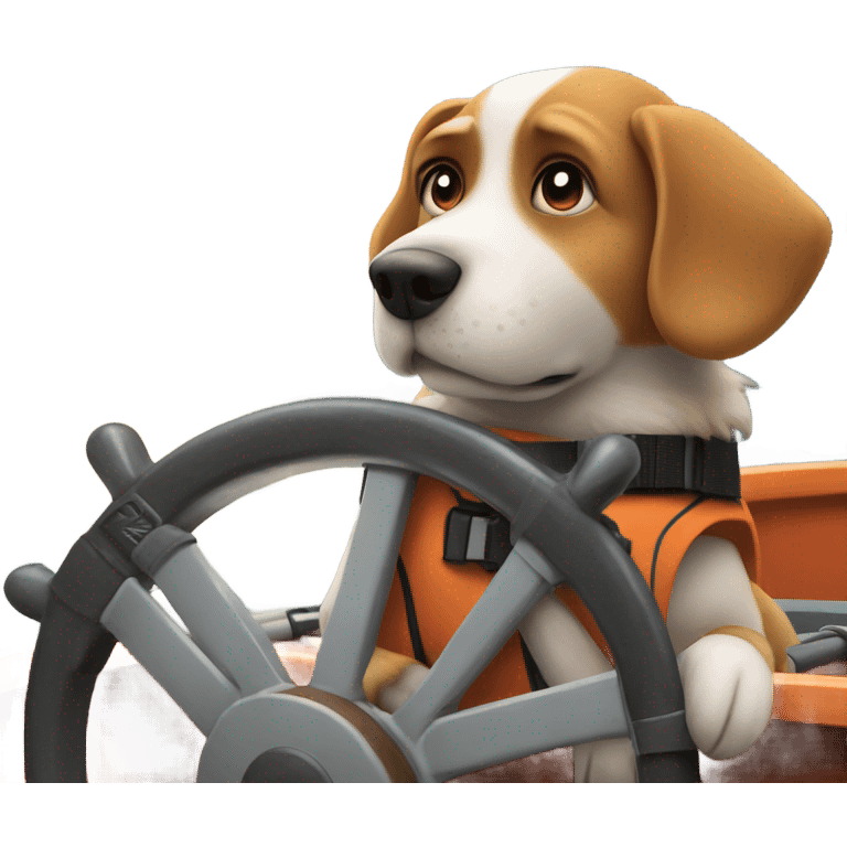 Dog driving a boat  emoji