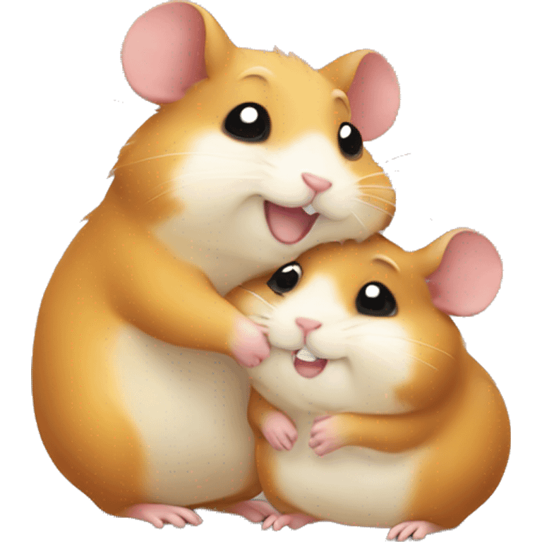 two happy hamsters hug emoji