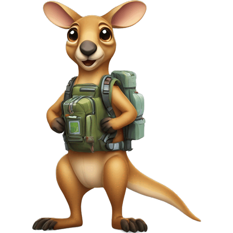 Kangaroo wearing rocket pack emoji