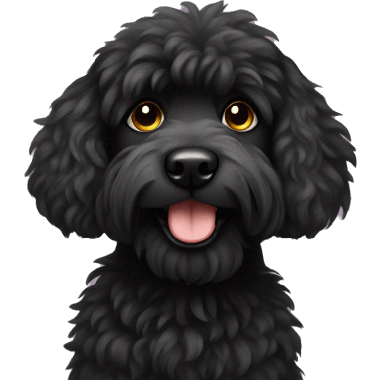 black fluffy doodle dog emoji