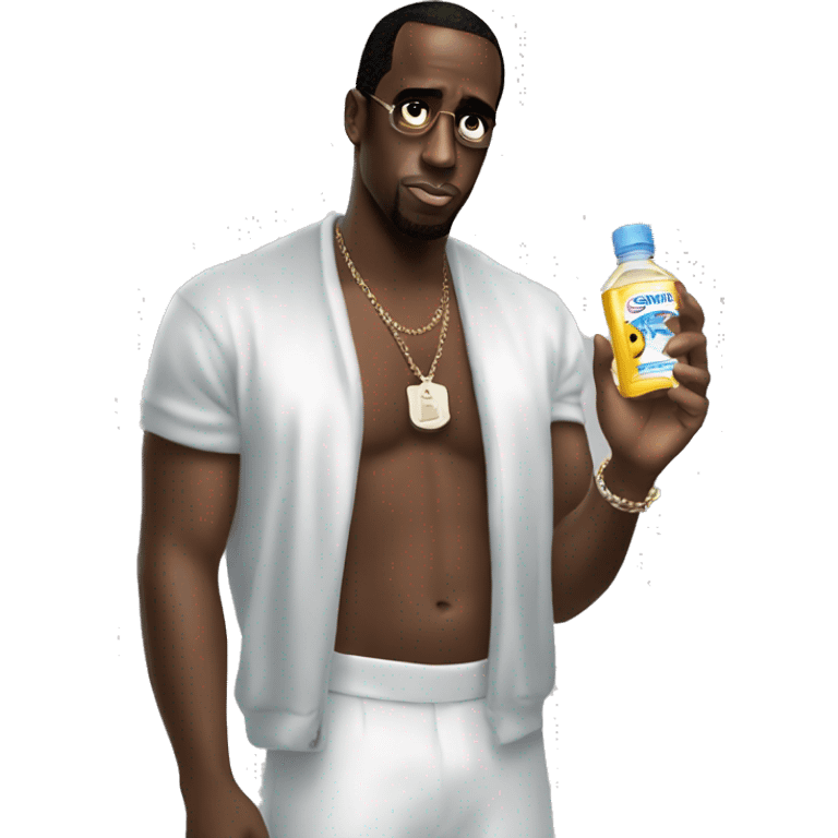 P.Diddy holding 1 bottle of baby oil emoji