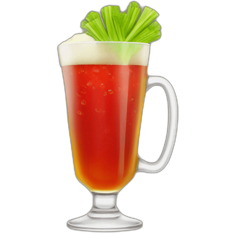 red coctail with celery served in a mug of beer emoji