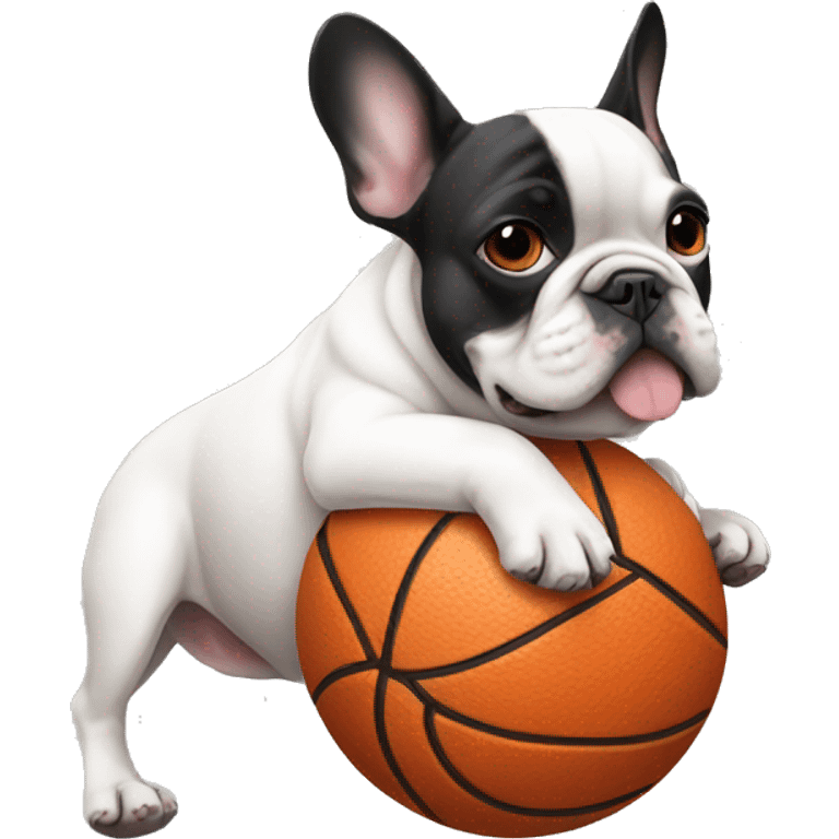 French bulldog holding on a ball emoji