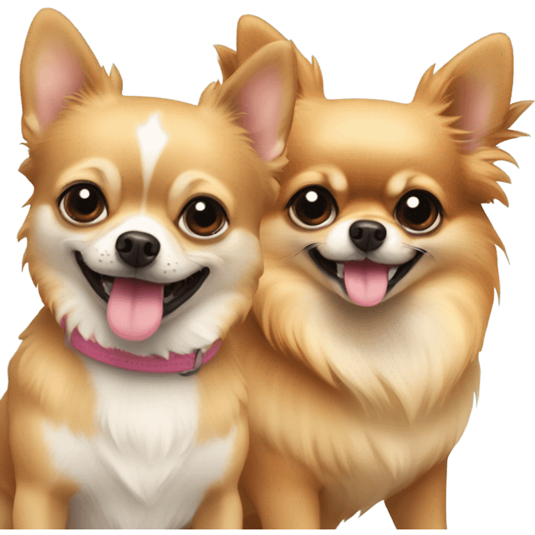 2 chihuahua and 1 pomeranian playing emoji