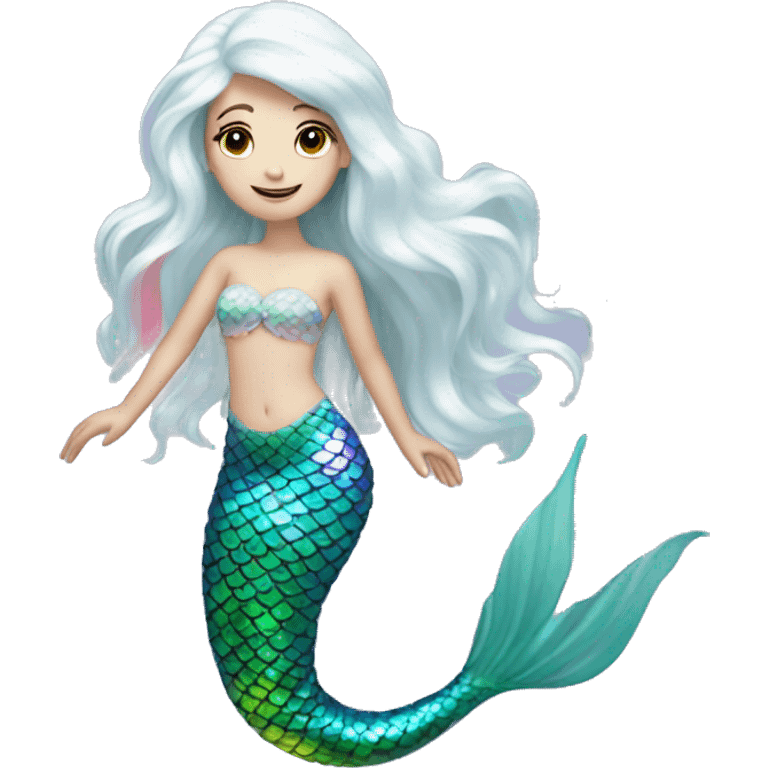 Iridescent mermaid white girl with iridescent tail emoji