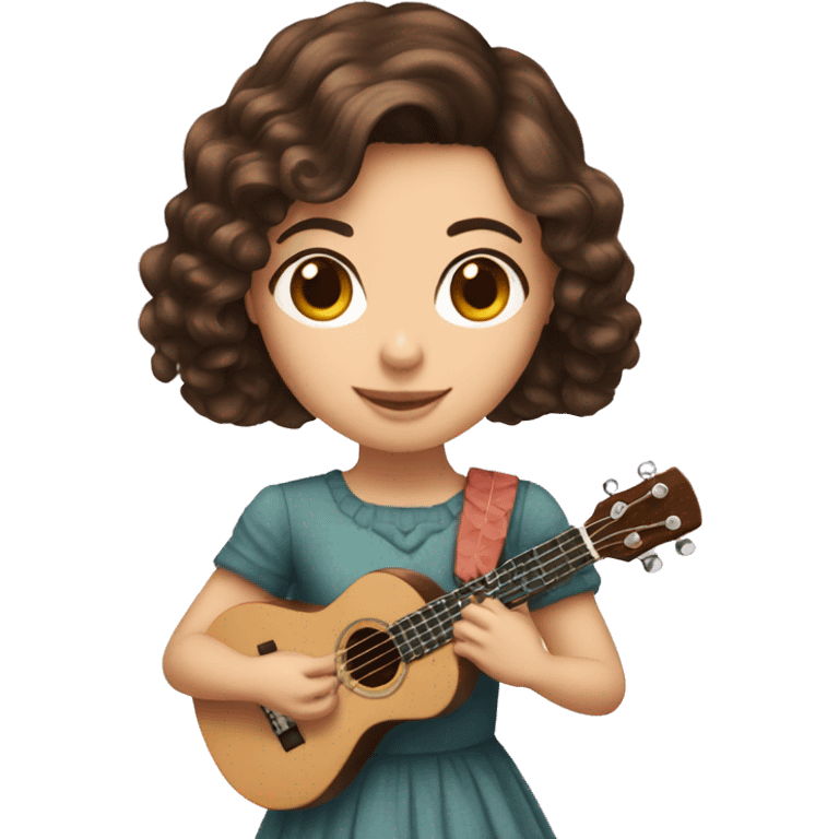 brunette girl Hair court ukulele emoji