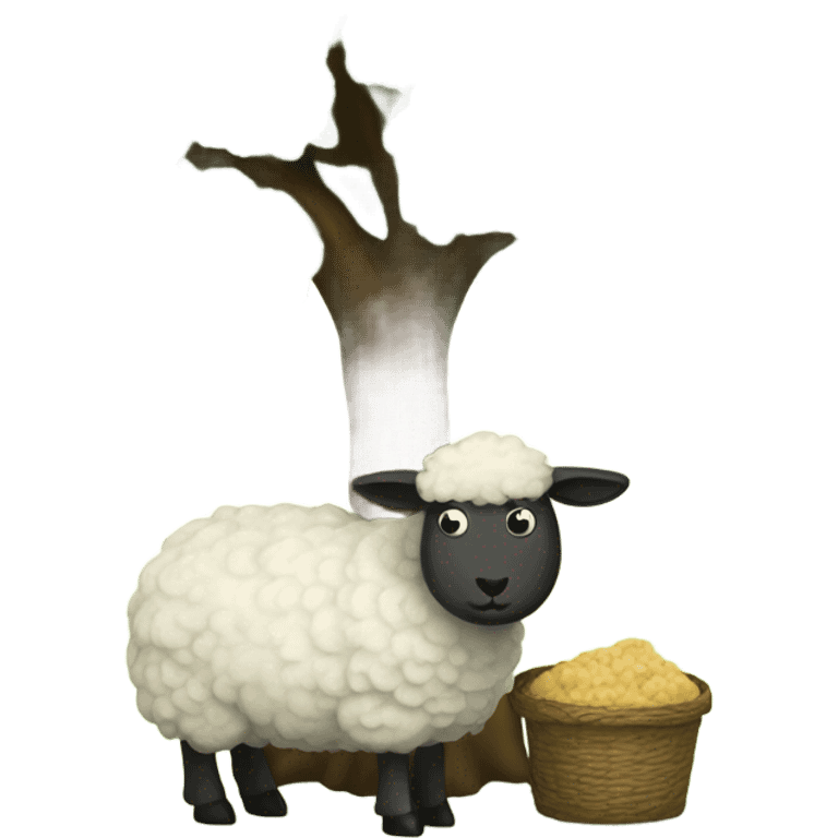 a sheep eating under a tree emoji