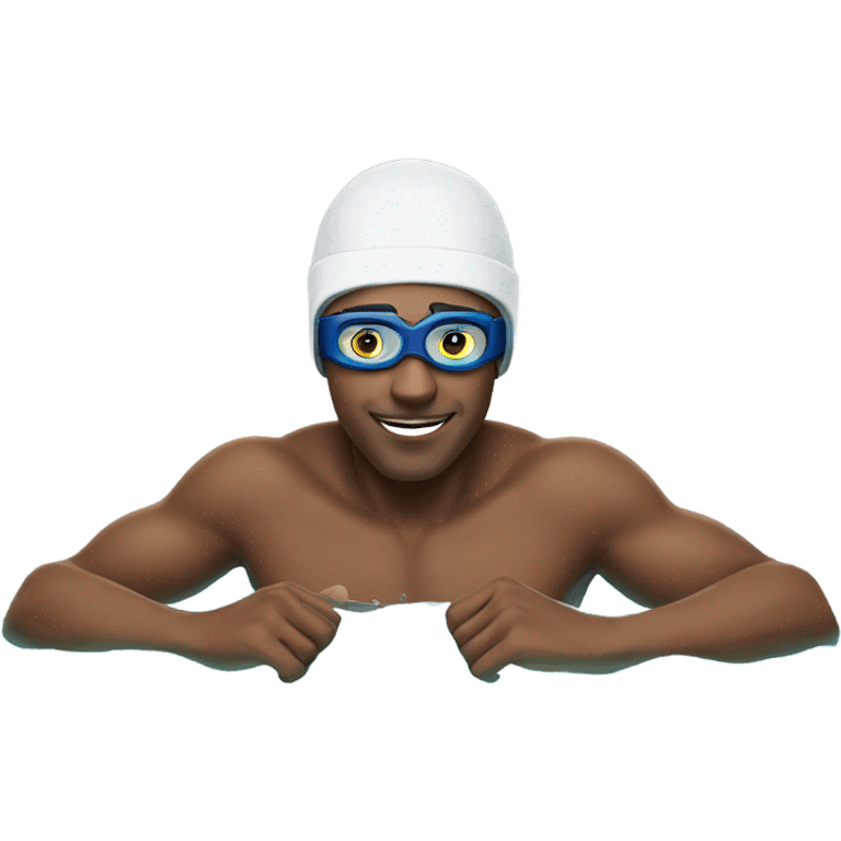 man swimming in a pool with a swimming cap and goggles emoji