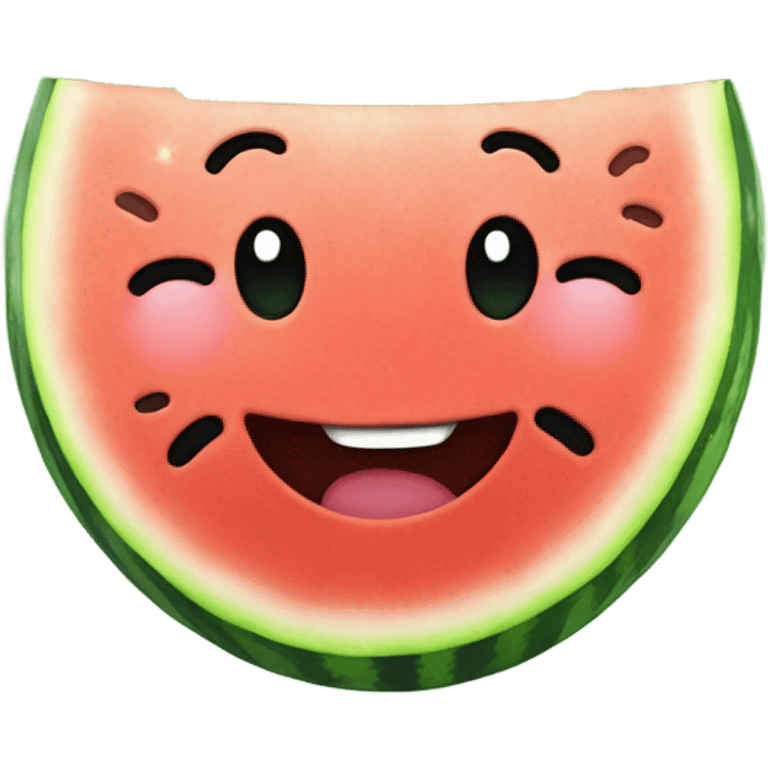 Watermelon heart with smile and sparkles emoji