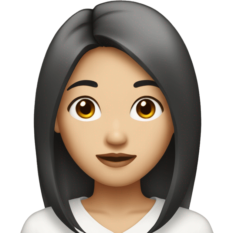 Asian girl with black root hair fading to brown emoji