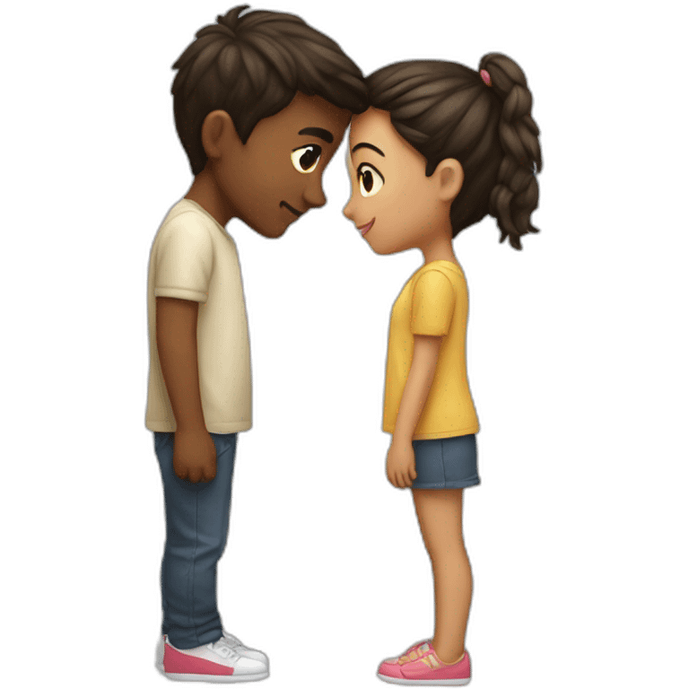 girl kiss a boy hands on back emoji