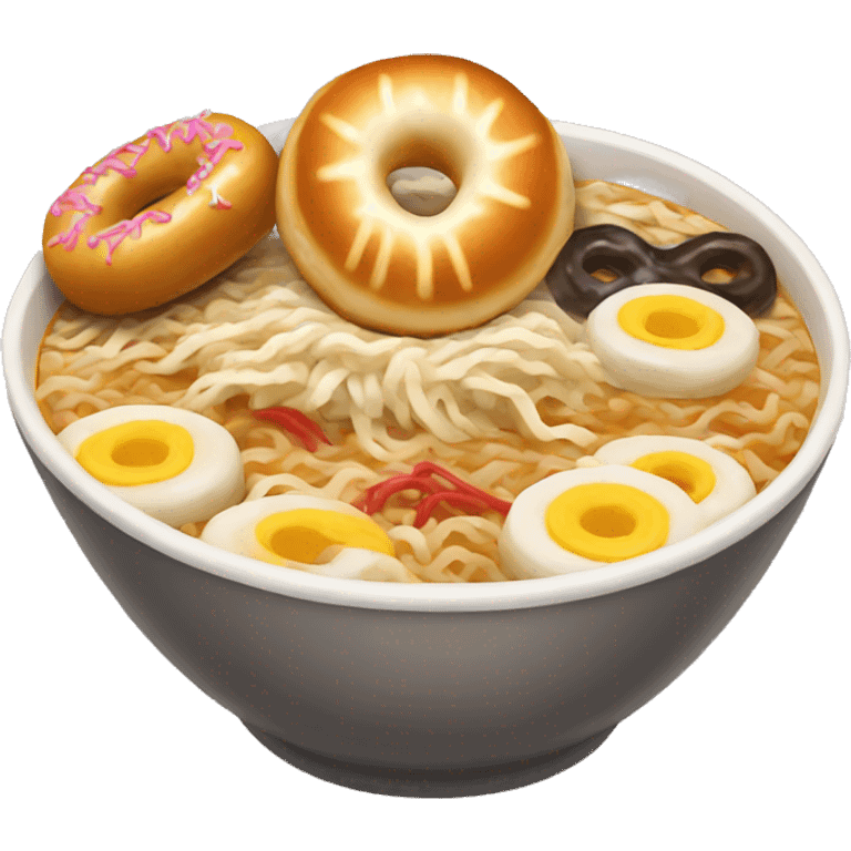 ramen with donuts inside emoji