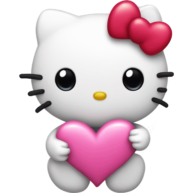 Pink Hello kitty with love hearts  emoji