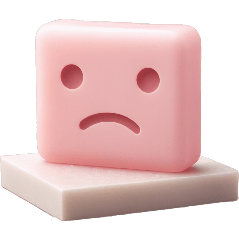 Light pink soap bar sitting on a soap holder, with soap bubbles  emoji