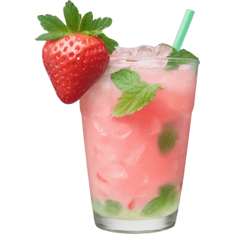 Pastel pink mojito strawberry  emoji