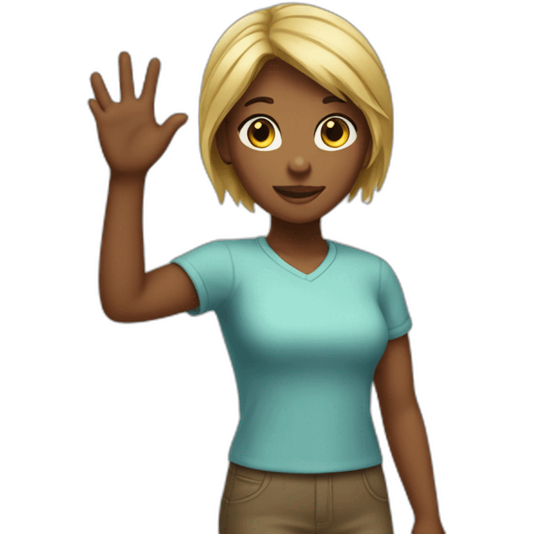 A girl with a raised hand  emoji