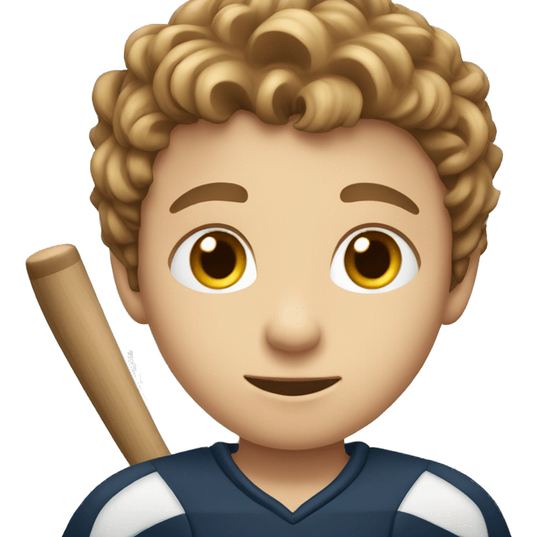 Light brown hair boy with hockey stick emoji