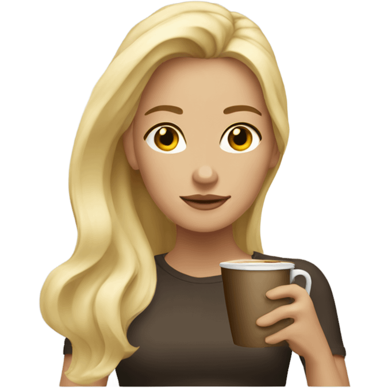 girl with blond hair drinks coffee emoji