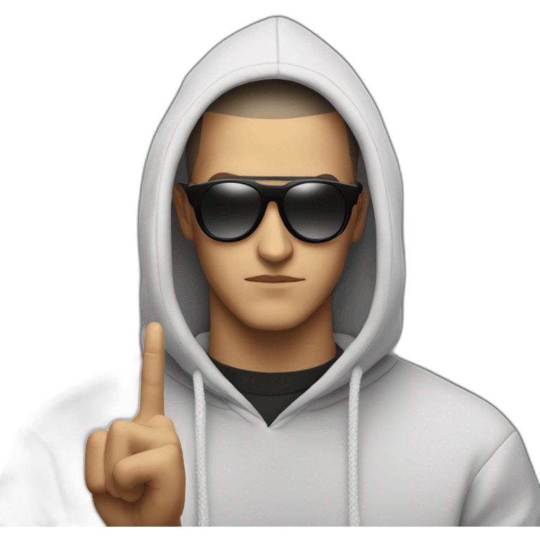 DJ Snake serious attitude wearing a hoodie showing a finger emoji