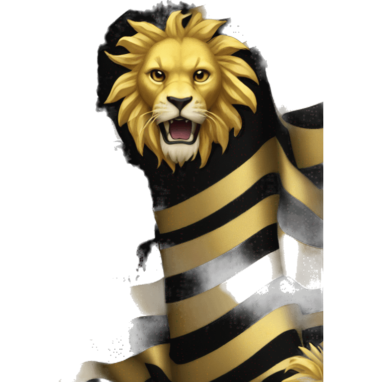 black flag with golden lion emoji