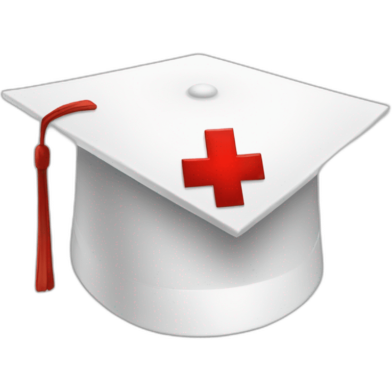 White Student cap with red medical cross  emoji