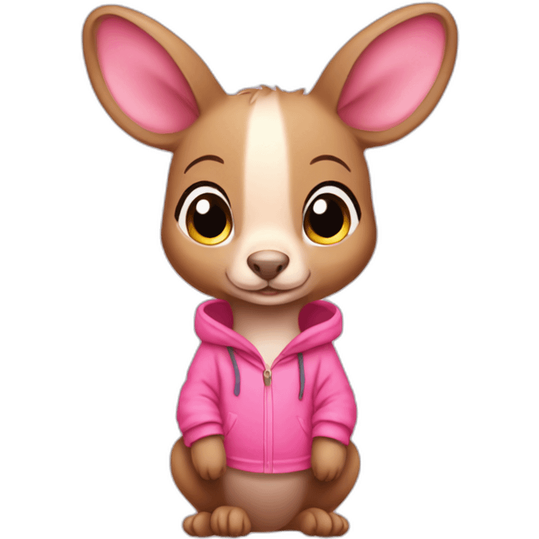 Pink haired pigtail kangaroo with cute pink clothes emoji